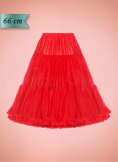 Banned 50er Jahre Rockabilly Retro Vintage Unterrock Lifeforms Petticoat 66 cm in Rot Red