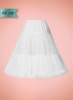 Banned 50er Jahre Rockabilly Retro Vintage Unterrock Lifeforms Petticoat 66 cm in Weiß