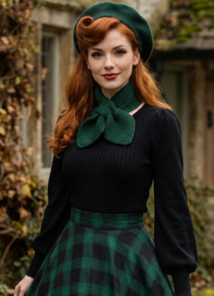 Calentador de cuello verde para mujer Knit bufanda con lazo Sch "Fru Fru"