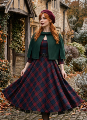 Capa elegante verde para mujer Capa de lana Sabrina - Capa elegante vintage para mujer con aspecto vintage perfecta con vestidos de Dolly and Dotty Capa vintage para mujer Capa verde para mujer Capa de lana para mujer Capa elegante para mujer Capa para mujer Capa retro de los años 50 Capa para mujer para vestido swing Capa de enagua Capa de otoño Capa de invierno para mujer Abrigo vintage alternativo para mujer Capa Dolly and Dotty Capa elegante para mujer Capa con lazo Moda vintage para mujer