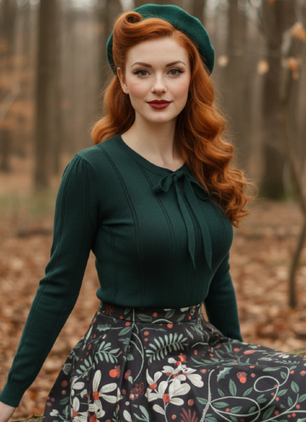Maglione/top da donna verde in maglia traforata con fiocco "Shelly" – Maglione da donna verde in maglia traforata, maglione da donna verde scuro in maglia fine, maglione da donna verde in maglia con fiocco, maglione da donna con fiocco, maglione in maglia traforata, maglione da donna in maglia traforata, maglione da donna vintage in maglia, maglione da donna verde retrò, maglione da donna verde, maglione Shelly Forever Fifties, maglione da donna verde a maniche lunghe, elegante maglione da donna in maglia, maglione da donna anni '50, maglione da donna vintage anni '40 in maglia, maglia fine alla moda da donna, maglione da donna a maniche lunghe