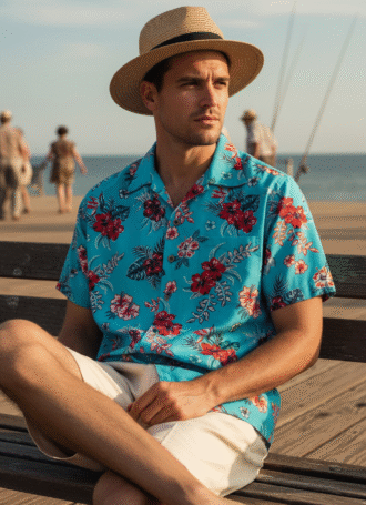 Camisa hawaiana azul para hombre, camisa hawaiana rockabilly de manga corta "Hibiscus", camisa de verano para hombre estilo retro de los años 50 de King Kerosin, camisa hawaiana azul para hombre, camisa hawaiana rockabilly, camisa vintage para hombre, camisa de manga corta para hombre de los años 50, camisa hawaiana retro con hibisco, camisa de verano para hombre, camisa rockabilly para hombre, camisa retro de verano para hombre de King Kerosin.