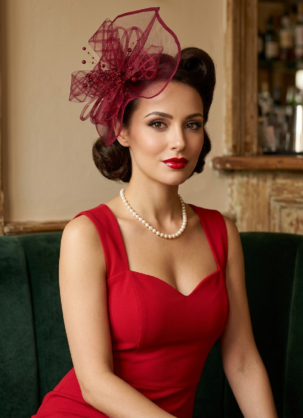 Bordeaux Fascinator Damen Roter Fascinator Damen Großer Fascinator Damen Vintage Fascinator Eleganter Damenhut Fascinator Hochzeit Cocktail Hut Damen Festlicher Kopfschmuck Damen Vintage Hut Damen 50er Jahre Fascinator 40er Jahre Fascinator Rockabilly Fascinator Sinamay Fascinator Damenhut Hochzeit Banned Retro Fascinator