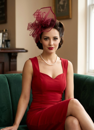 Bordeaux Fascinator Damen Roter Fascinator Damen Großer Fascinator Damen Vintage Fascinator Eleganter Damenhut Fascinator Hochzeit Cocktail Hut Damen Festlicher Kopfschmuck Damen Vintage Hut Damen 50er Jahre Fascinator 40er Jahre Fascinator Rockabilly Fascinator Sinamay Fascinator Damenhut Hochzeit Banned Retro Fascinator