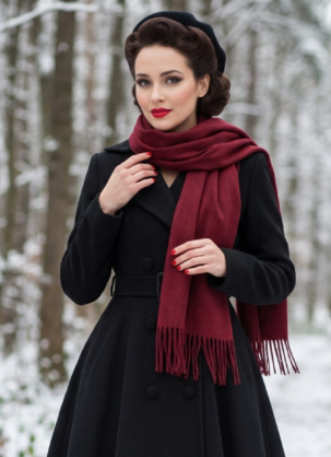 Bordeaux red women's winter scarf, burgundy red wool scarf, women's soft scarf, Bordeaux red scarf with fringe, women's vintage winter scarf, women's Bordeaux retro wool scarf, women's long Bordeaux red scarf, women's classic winter scarf, burgundy scarf, women's elegant retro scarf, Bordeaux soft wool scarf, women's winter large scarf, burgundy winter accessory, women's vintage fringe scarf, Bordeaux soft scarf with wool blend