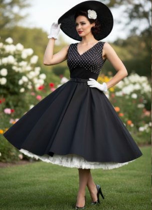 Robe noire années 50, Robe rockabilly noire, Robe swing noire femme, Robe à pois femme, Robe à pois noirs et blancs femme, Robe années 50, Robe jupon à pois, Robe jupon noire femme, Robe festive années 50, Robe vintage élégante, Robe jupon rockabilly femme, Robe swing vintage, Robe noire à pois, Robe Valerie Forever Fifties, Robe années 50, Robe rockabilly femme, Robe de mariée vintage festive, Robe en coton, Robe swing années 50 avec jupon, Robe rétro, Noir et blanc
